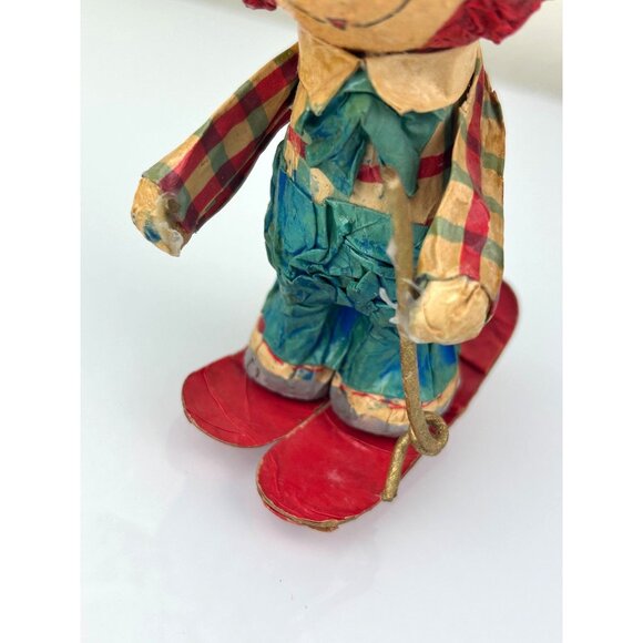 Rare Paper Mache Raggedy Andy Skiing Ornament Vintage Handmade Christmas READ - Picture 4 of 16